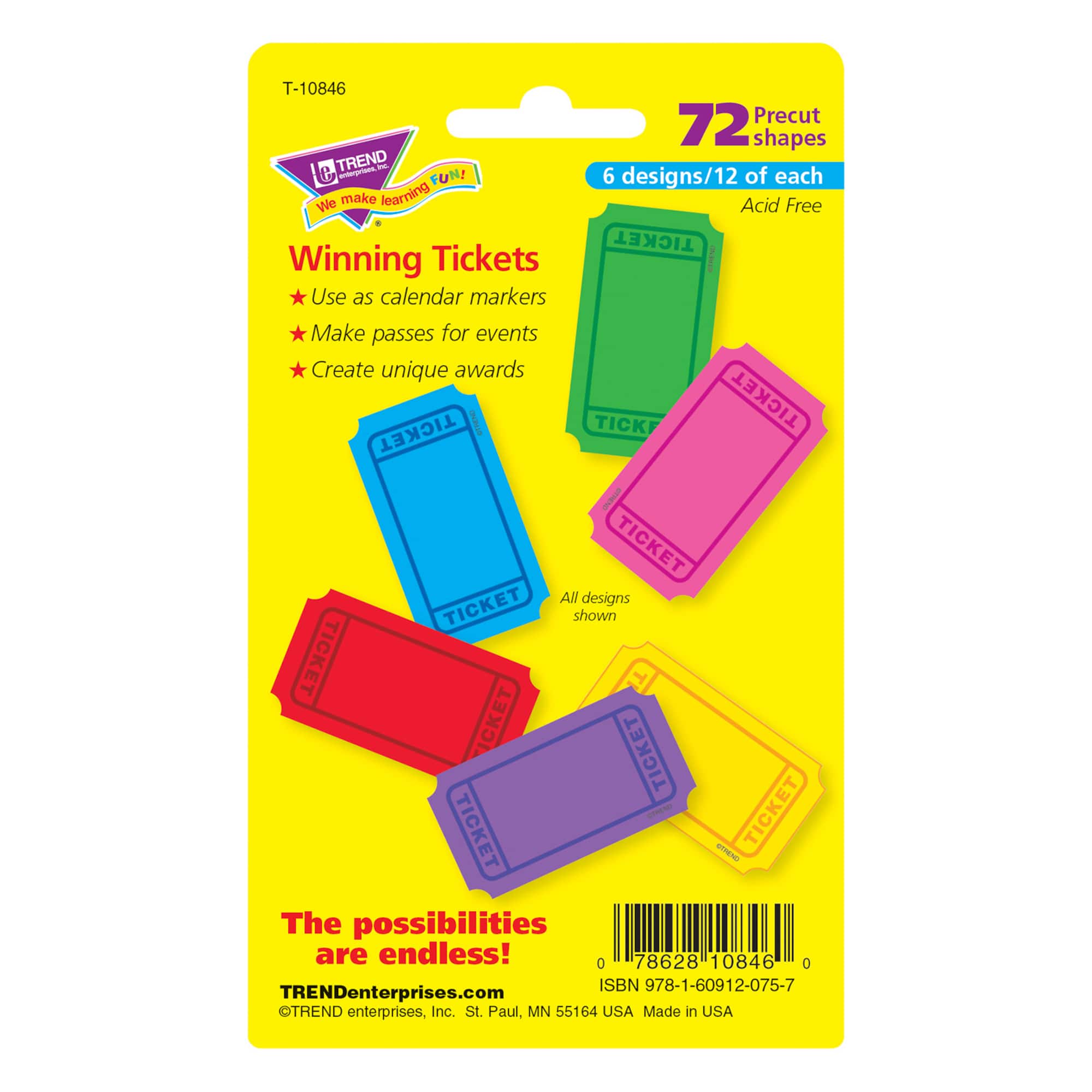TREND Enterprises® Winning Tickets Mini Accents Variety Pack, 6 Packs of 72